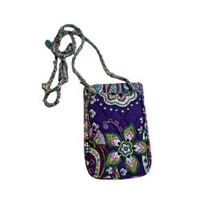Vera Bradley Hipster Crossbody Phone Case Wallet Purple Floral Pattern